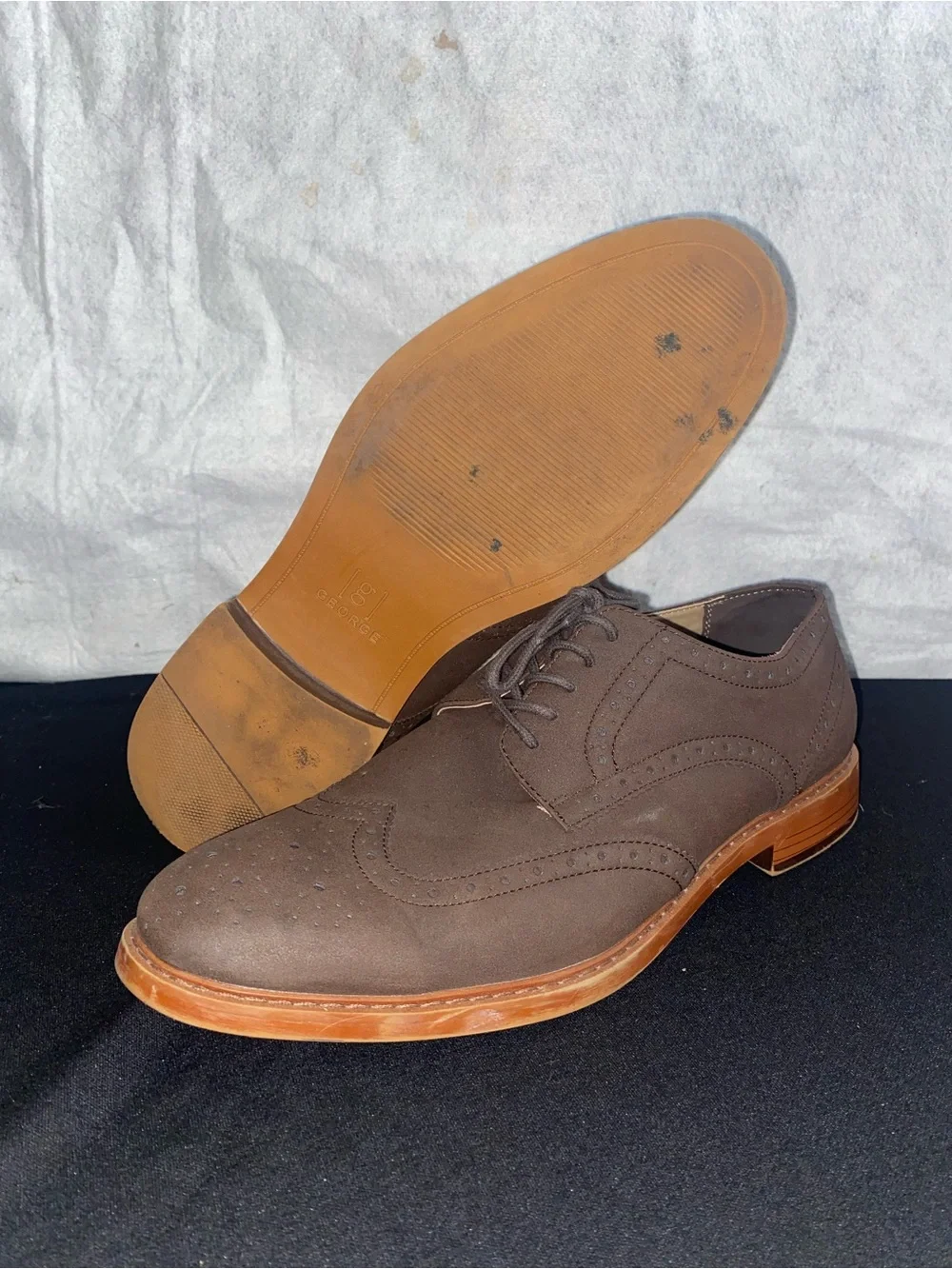 George Men's Brown Wingtip Oxford Dress Shoes